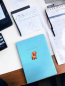 Preview: Notizbuch PU-Leder blau mit Rauhi oder Kurzhaardackel