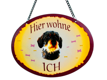 Ovales Blechschild "Hier wohne ich"