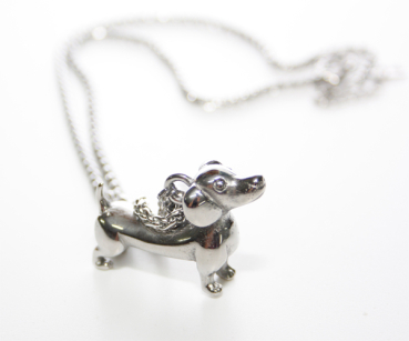 Kette mit Dackelanhänger 3 D Silber od. Gold