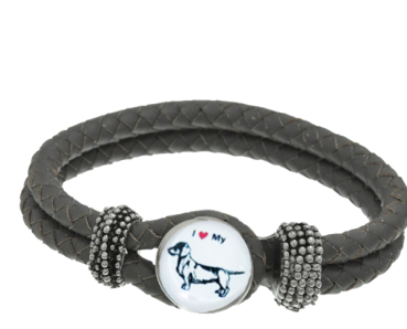 Lederarmband "I love my Dackel " Rauhhaardackelmotiv