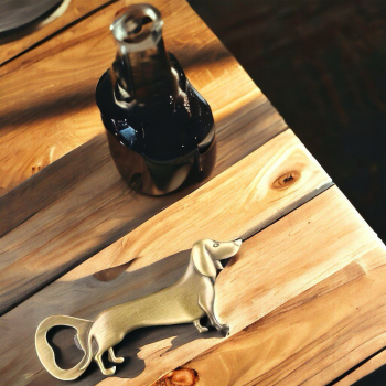 Flaschenöffner mit Dackel in bronze od. silber