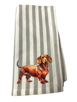 Gestreifte Stoffserviette Kurzhaar braun