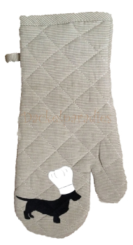 Ofenhandschuh mit Rauhhaardackelkoch taupe