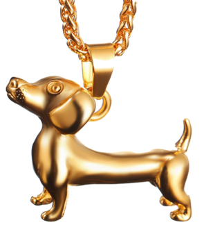 Kette mit Dackelanhänger 3 D Silber od. Gold