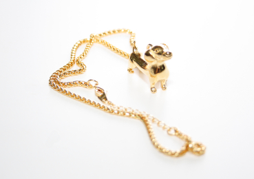 Kette mit Dackelanhänger 3 D Silber od. Gold