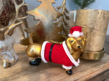 Goldener Dackel in Strick