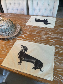 Tischset in Leinen mit Dackel