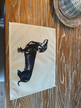Tischset in Leinen mit Dackel