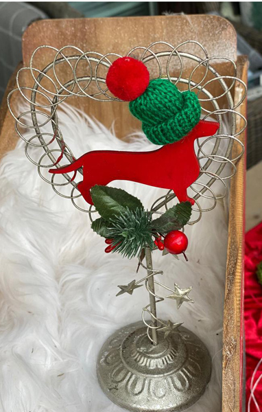 Herzständer mit Weihnachtsdackel
