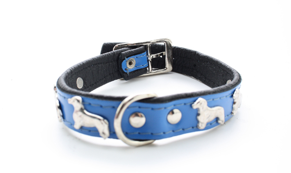 Dackel-Lederhalsband 35  verschiedene Farben