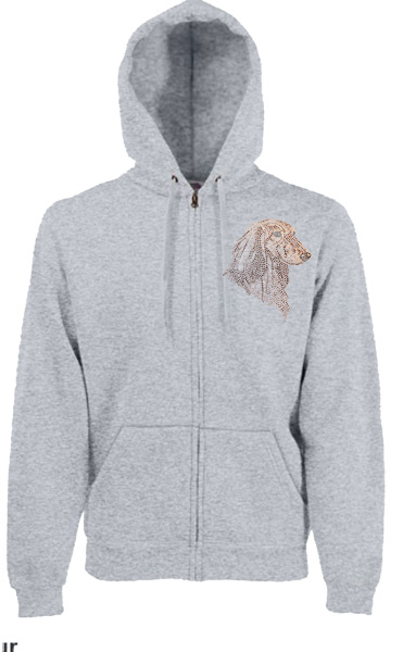 Sweat Shirt Jacke mit edelem Strassmotiv Langhaardackel