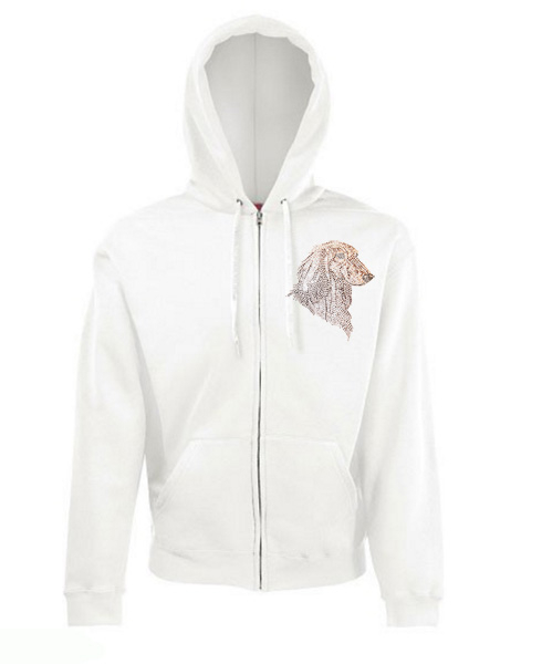 Sweat Shirt Jacke mit edelem Strassmotiv Langhaardackel