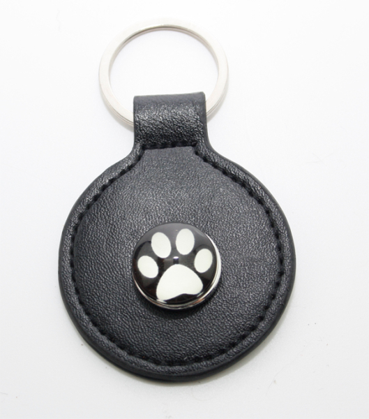 Schlüsselanhänger Leder mit Glasbutton rund in 6 Farben