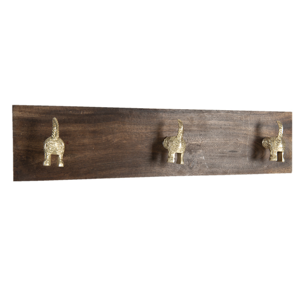 Garderobe aus Holz mit drei Dackelpopo's
