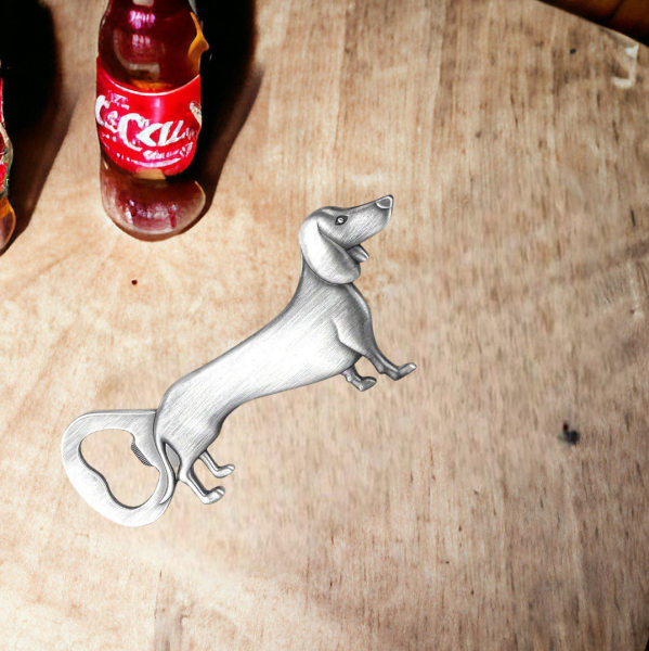 Flaschenöffner mit Dackel in bronze od. silber