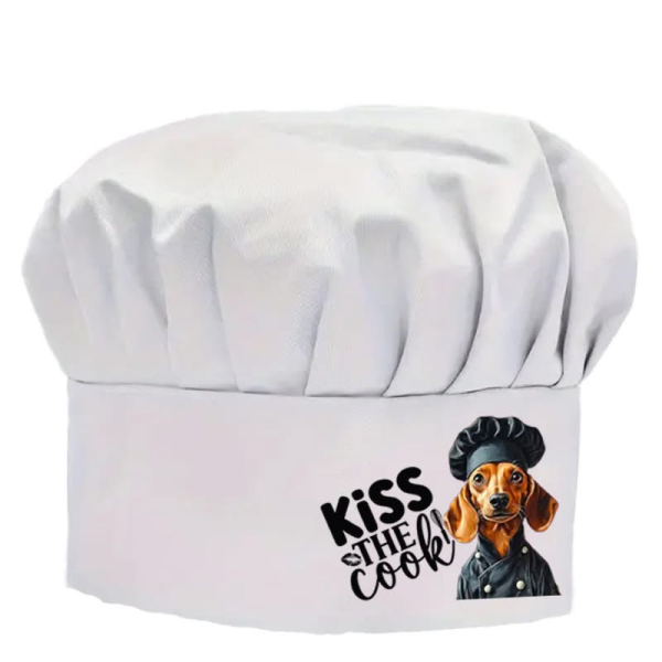 Kochmütze groß mit Kurzhaar "Kiss the cook"