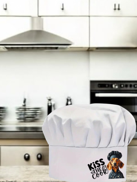Kochmütze groß mit Kurzhaar "Kiss the cook"