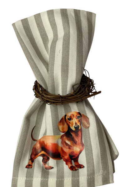 Gestreifte Stoffserviette Kurzhaar braun