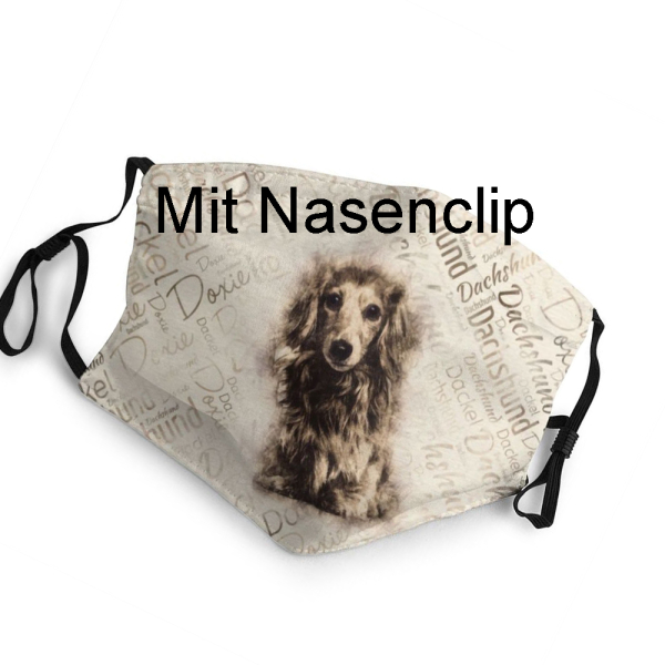 Mund-Nasen-Schutz Langhaardackelmotiv
