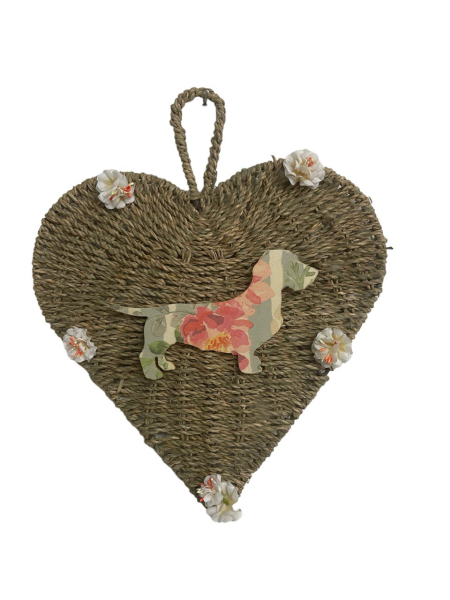 Herz aus Seegras mit Blumenrauhi