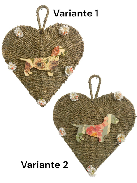 Herz aus Seegras mit Blumenrauhi