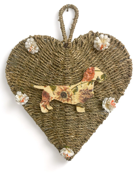 Herz aus Seegras mit Blumenrauhi