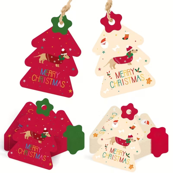 Geschenkanhänger in rot od. weiss mit Dackelmotiv