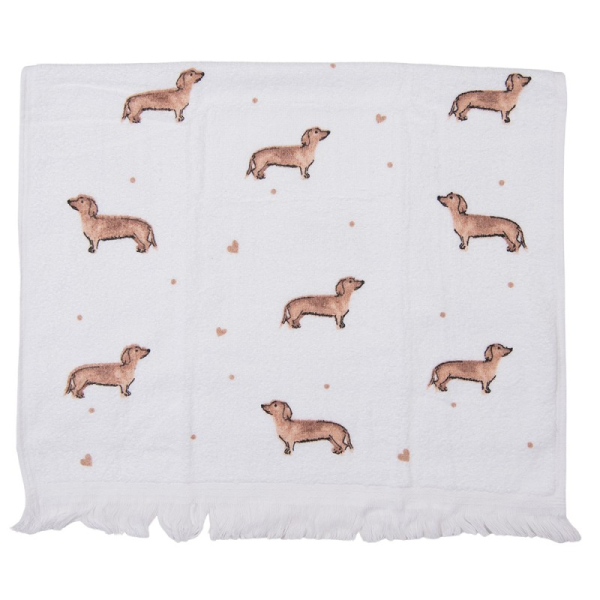Gästehandtuch Dackel beige allover