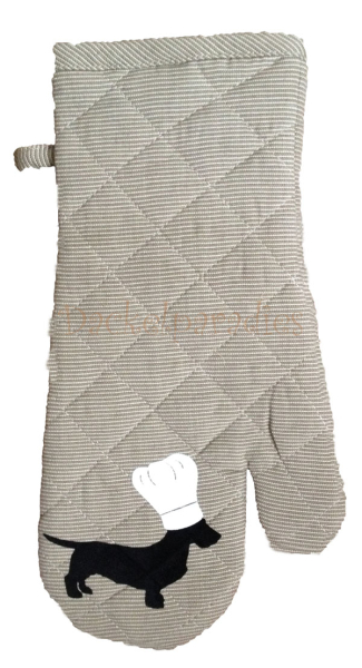 Ofenhandschuh mit Rauhhaardackelkoch taupe