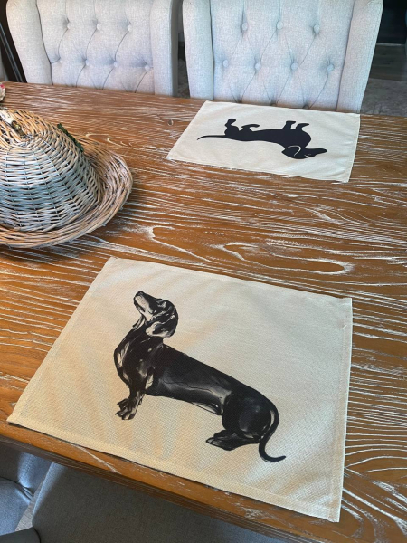 Tischset in Leinen mit Dackel