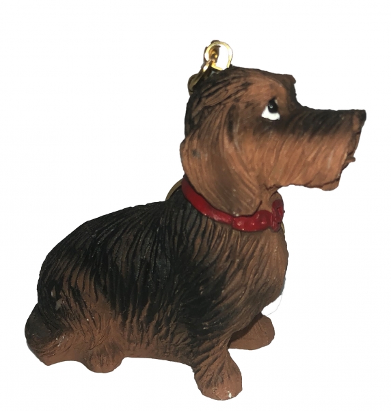 Schlüsselanhänger Rauhhaardackel mit Halsband